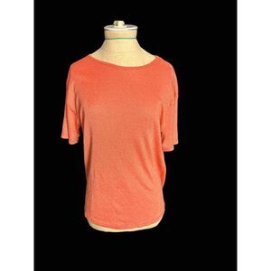 Michael Stars Orange Metallic Thread Cotton Blend Tee Made in USA One Size